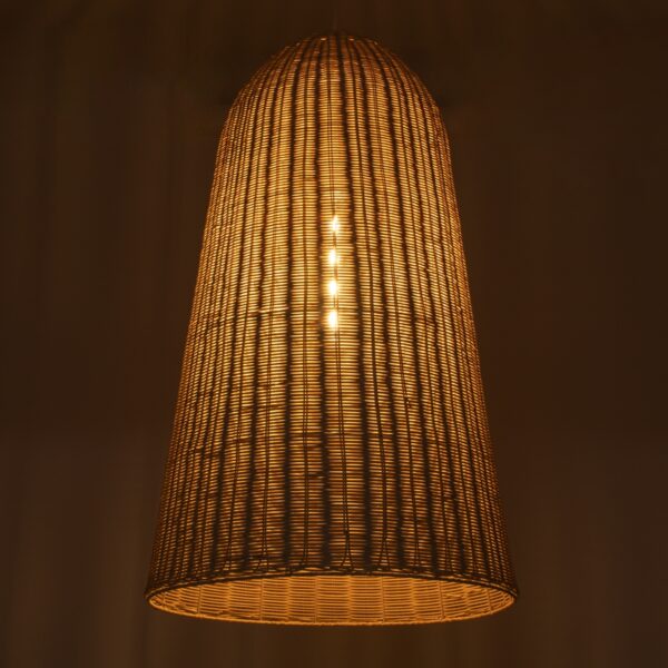 GloboStar® FAROL 01746 Μοντέρνο Κρεμαστό Φωτιστικό Οροφής Μονόφωτο 1 x E27 Μπεζ Μπαμπού Καμπάνα Φ60 x Υ100cm