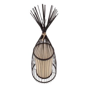 GloboStar® AZORES 01754 Μοντέρνο Φωτιστικό Δαπέδου Μονόφωτο 1 x E27 Καφέ Μπαμπού Πλέγμα D30 x H90cm