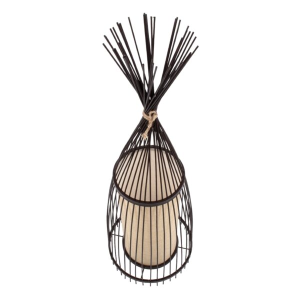 GloboStar® AZORES 01754 Μοντέρνο Φωτιστικό Δαπέδου Μονόφωτο 1 x E27 Καφέ Μπαμπού Πλέγμα D30 x H90cm