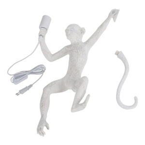 GloboStar® APES 01805 Μοντέρνο Φωτιστικό Τοίχου Απλίκα Μονόφωτο 1 x E27 Λευκό Φιγούρα L34 x W31 x H61cm