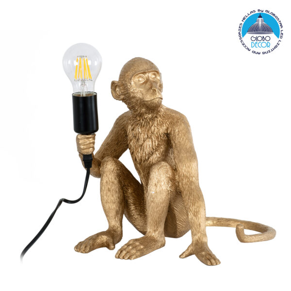 GloboStar® APES 01809 Μοντέρνο Φωτιστικό Πορτατίφ Λαμπατέρ Μονόφωτο 1 x E27 Χρυσό Φιγούρα L30 x W27 x H30cm