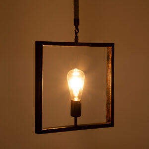 GloboStar® FRAISE 01814 Vintage Κρεμαστό Φωτιστικό Οροφής Μονόφωτο 1 x E27 Καφέ Σκουριά Μεταλλικό με Μπεζ Σχοινί Μ32 x Π4 x Υ32cm