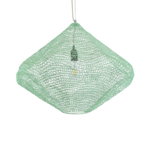 GloboStar® KENTUCKY 01866 Vintage Κρεμαστό Φωτιστικό Οροφής Μονόφωτο 1 x E27 AC220-240V IP20 – Φ60 x Υ50cm – Τιρκουάζ Μεταλλικό Πλέγμα