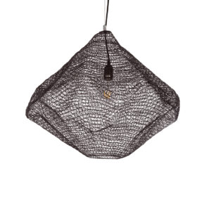 GloboStar® KENTUCKY 01867 Vintage Κρεμαστό Φωτιστικό Οροφής Μονόφωτο 1 x E27 AC220-240V IP20 – Φ60 x Υ50cm – Σκούρο Καφέ Μεταλλικό Πλέγμα