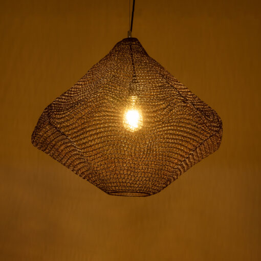 GloboStar® KENTUCKY 01867 Vintage Κρεμαστό Φωτιστικό Οροφής Μονόφωτο 1 x E27 AC220-240V IP20 – Φ60 x Υ50cm – Σκούρο Καφέ Μεταλλικό Πλέγμα