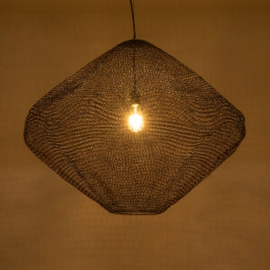 GloboStar® KENTUCKY 01869 Vintage Κρεμαστό Φωτιστικό Οροφής Μονόφωτο 1 x E27 AC220-240V IP20 – Φ90 x Υ70cm – Σκούρο Καφέ Μεταλλικό Πλέγμα