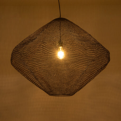 GloboStar® KENTUCKY 01869 Vintage Κρεμαστό Φωτιστικό Οροφής Μονόφωτο 1 x E27 AC220-240V IP20 – Φ90 x Υ70cm – Σκούρο Καφέ Μεταλλικό Πλέγμα