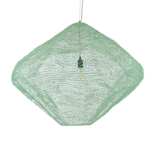 GloboStar® KENTUCKY 01870 Vintage Κρεμαστό Φωτιστικό Οροφής Μονόφωτο 1 x E27 AC220-240V IP20 – Φ90 x Υ70cm – Τιρκουάζ Μεταλλικό Πλέγμα