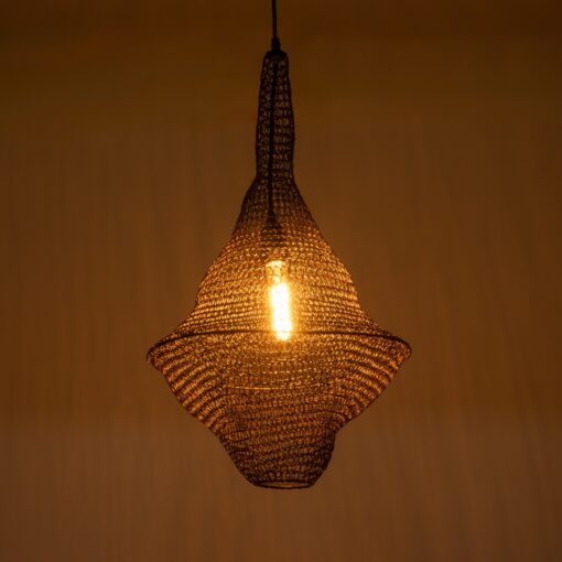 GloboStar® KENTUCKY 01872 Vintage Κρεμαστό Φωτιστικό Οροφής Μονόφωτο 1 x E27 AC220-240V IP20 – Φ35 x Υ60cm – Σκούρο Καφέ Μεταλλικό Πλέγμα – 5 Χρόνια Εγγύηση