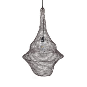 GloboStar® KENTUCKY 01875 Vintage Κρεμαστό Φωτιστικό Οροφής Μονόφωτο 1 x E27 AC220-240V IP20 – Φ50 x Υ90cm – Σκούρο Καφέ Μεταλλικό Πλέγμα