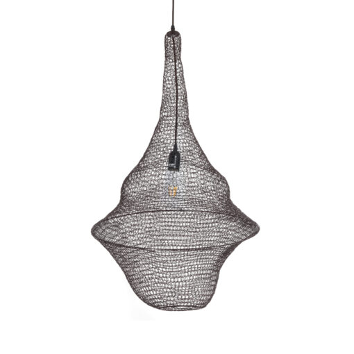 GloboStar® KENTUCKY 01875 Vintage Κρεμαστό Φωτιστικό Οροφής Μονόφωτο 1 x E27 AC220-240V IP20 – Φ50 x Υ90cm – Σκούρο Καφέ Μεταλλικό Πλέγμα