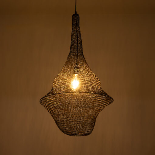 GloboStar® KENTUCKY 01875 Vintage Κρεμαστό Φωτιστικό Οροφής Μονόφωτο 1 x E27 AC220-240V IP20 – Φ50 x Υ90cm – Σκούρο Καφέ Μεταλλικό Πλέγμα