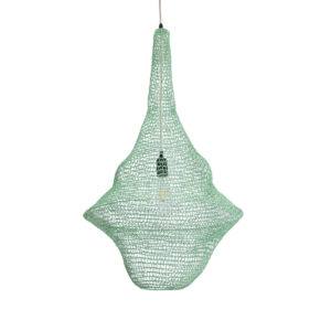 GloboStar® KENTUCKY 01876 Vintage Κρεμαστό Φωτιστικό Οροφής Μονόφωτο 1 x E27 AC220-240V IP20 – Φ50 x Υ90cm – Τιρκουάζ Μεταλλικό Πλέγμα