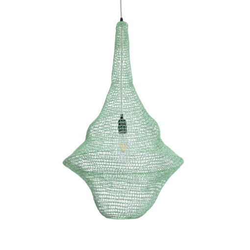 GloboStar® KENTUCKY 01876 Vintage Κρεμαστό Φωτιστικό Οροφής Μονόφωτο 1 x E27 AC220-240V IP20 – Φ50 x Υ90cm – Τιρκουάζ Μεταλλικό Πλέγμα