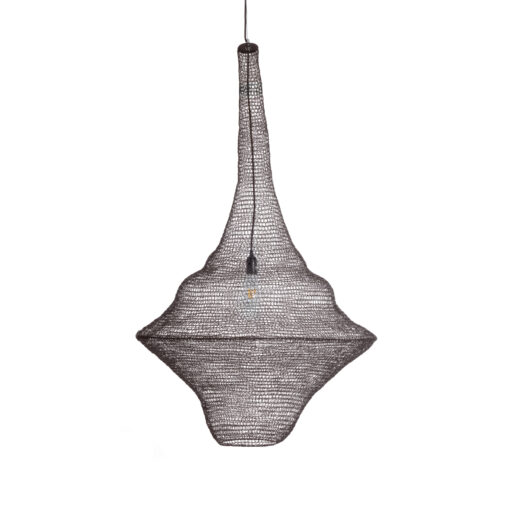 GloboStar® KENTUCKY 01878 Vintage Κρεμαστό Φωτιστικό Οροφής Μονόφωτο 1 x E27 AC220-240V IP20 – Φ80 x Υ140cm – Σκούρο Καφέ Μεταλλικό Πλέγμα