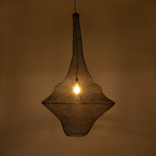 GloboStar® KENTUCKY 01878 Vintage Κρεμαστό Φωτιστικό Οροφής Μονόφωτο 1 x E27 AC220-240V IP20 – Φ80 x Υ140cm – Σκούρο Καφέ Μεταλλικό Πλέγμα