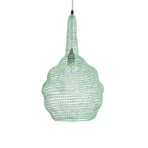 GloboStar® KENTUCKY 01882 Vintage Κρεμαστό Φωτιστικό Οροφής Μονόφωτο 1 x E27 AC220-240V IP20 – Φ30 x Υ50cm – Τιρκουάζ Μεταλλικό Πλέγμα