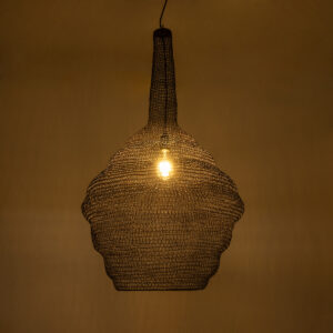 GloboStar® KENTUCKY 01884 Vintage Κρεμαστό Φωτιστικό Οροφής Μονόφωτο 1 x E27 AC220-240V IP20 – Φ60 x Υ90cm – Σκούρο Καφέ Μεταλλικό Πλέγμα