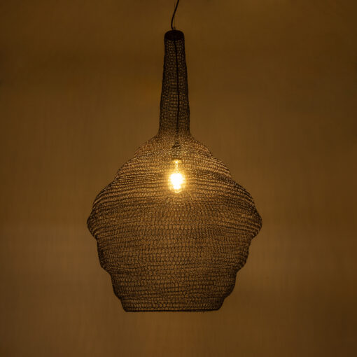 GloboStar® KENTUCKY 01884 Vintage Κρεμαστό Φωτιστικό Οροφής Μονόφωτο 1 x E27 AC220-240V IP20 – Φ60 x Υ90cm – Σκούρο Καφέ Μεταλλικό Πλέγμα