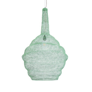 GloboStar® KENTUCKY 01885 Vintage Κρεμαστό Φωτιστικό Οροφής Μονόφωτο 1 x E27 AC220-240V IP20 – Φ60 x Υ90cm – Τιρκουάζ Μεταλλικό Πλέγμα