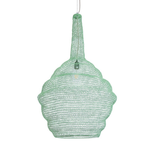 GloboStar® KENTUCKY 01885 Vintage Κρεμαστό Φωτιστικό Οροφής Μονόφωτο 1 x E27 AC220-240V IP20 – Φ60 x Υ90cm – Τιρκουάζ Μεταλλικό Πλέγμα