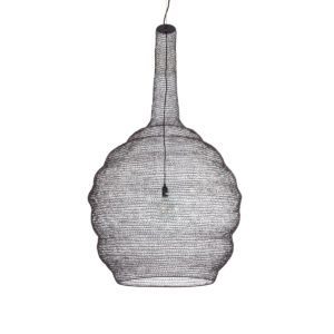 GloboStar® KENTUCKY 01887 Vintage Κρεμαστό Φωτιστικό Οροφής Μονόφωτο 1 x E27 AC220-240V IP20 – Φ90 x Υ110cm – Σκούρο Καφέ Μεταλλικό Πλέγμα