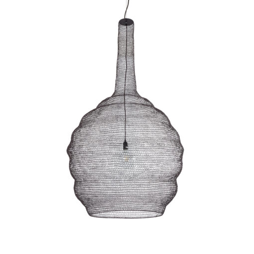 GloboStar® KENTUCKY 01887 Vintage Κρεμαστό Φωτιστικό Οροφής Μονόφωτο 1 x E27 AC220-240V IP20 – Φ90 x Υ110cm – Σκούρο Καφέ Μεταλλικό Πλέγμα