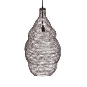 GloboStar® KENTUCKY 01896 Vintage Κρεμαστό Φωτιστικό Οροφής Μονόφωτο 1 x E27 AC220-240V IP20 – Φ40 x Υ70cm – Σκούρο Καφέ Μεταλλικό Πλέγμα