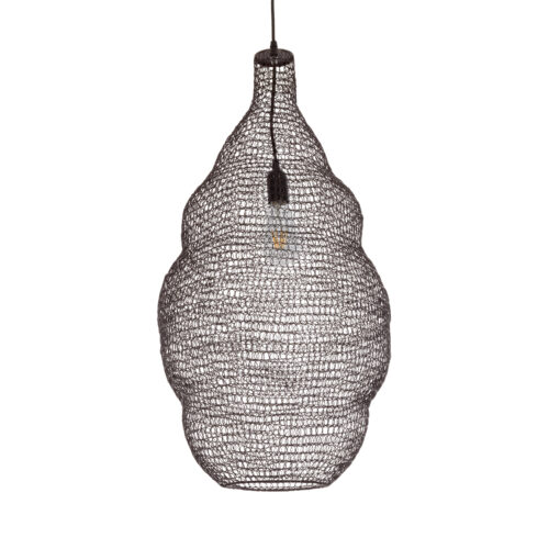 GloboStar® KENTUCKY 01896 Vintage Κρεμαστό Φωτιστικό Οροφής Μονόφωτο 1 x E27 AC220-240V IP20 – Φ40 x Υ70cm – Σκούρο Καφέ Μεταλλικό Πλέγμα