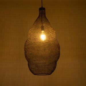 GloboStar® KENTUCKY 01896 Vintage Κρεμαστό Φωτιστικό Οροφής Μονόφωτο 1 x E27 AC220-240V IP20 – Φ40 x Υ70cm – Σκούρο Καφέ Μεταλλικό Πλέγμα