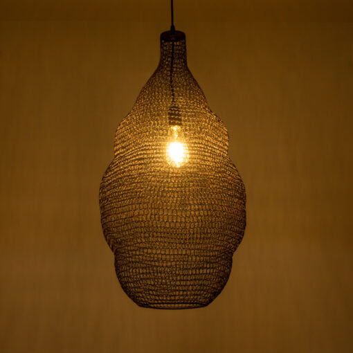 GloboStar® KENTUCKY 01896 Vintage Κρεμαστό Φωτιστικό Οροφής Μονόφωτο 1 x E27 AC220-240V IP20 – Φ40 x Υ70cm – Σκούρο Καφέ Μεταλλικό Πλέγμα