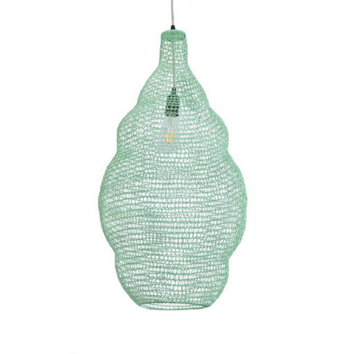 GloboStar® KENTUCKY 01897 Vintage Κρεμαστό Φωτιστικό Οροφής Μονόφωτο 1 x E27 AC220-240V IP20 – Φ40 x Υ70cm – Τιρκουάζ Μεταλλικό Πλέγμα