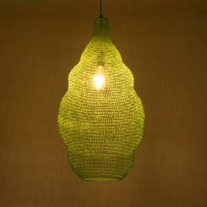 GloboStar® KENTUCKY 01897 Vintage Κρεμαστό Φωτιστικό Οροφής Μονόφωτο 1 x E27 AC220-240V IP20 – Φ40 x Υ70cm – Τιρκουάζ Μεταλλικό Πλέγμα