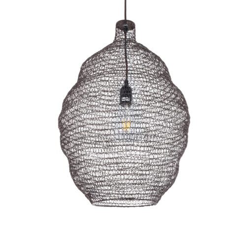 GloboStar® KENTUCKY 01899 Vintage Κρεμαστό Φωτιστικό Οροφής Μονόφωτο 1 x E27 AC220-240V IP20 – Φ40 x Υ60cm – Σκούρο Καφέ Μεταλλικό Πλέγμα