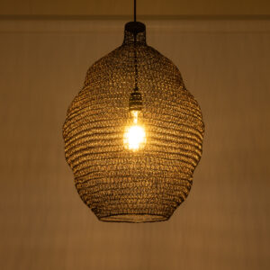 GloboStar® KENTUCKY 01899 Vintage Κρεμαστό Φωτιστικό Οροφής Μονόφωτο 1 x E27 AC220-240V IP20 – Φ40 x Υ60cm – Σκούρο Καφέ Μεταλλικό Πλέγμα