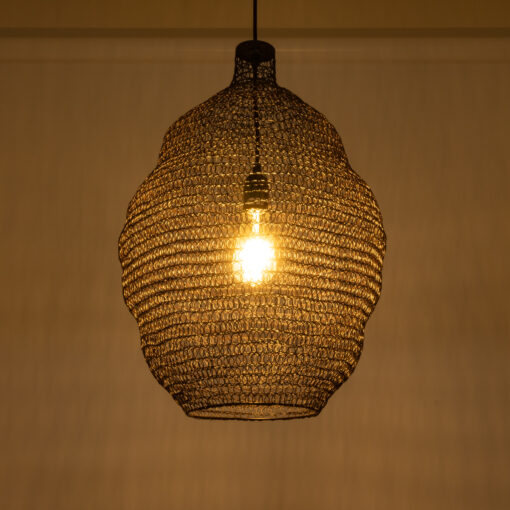 GloboStar® KENTUCKY 01899 Vintage Κρεμαστό Φωτιστικό Οροφής Μονόφωτο 1 x E27 AC220-240V IP20 – Φ40 x Υ60cm – Σκούρο Καφέ Μεταλλικό Πλέγμα