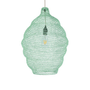 GloboStar® KENTUCKY 01900 Vintage Κρεμαστό Φωτιστικό Οροφής Μονόφωτο 1 x E27 AC220-240V IP20 – Φ40 x Υ60cm – Τιρκουάζ Μεταλλικό Πλέγμα