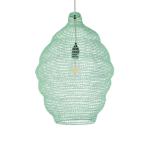 GloboStar® KENTUCKY 01900 Vintage Κρεμαστό Φωτιστικό Οροφής Μονόφωτο 1 x E27 AC220-240V IP20 – Φ40 x Υ60cm – Τιρκουάζ Μεταλλικό Πλέγμα