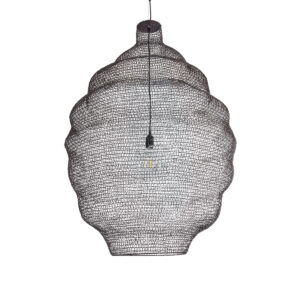 GloboStar® KENTUCKY 01902 Vintage Κρεμαστό Φωτιστικό Οροφής Μονόφωτο 1 x E27 AC220-240V IP20 – Φ80 x Υ110cm – Σκούρο Καφέ Μεταλλικό Πλέγμα