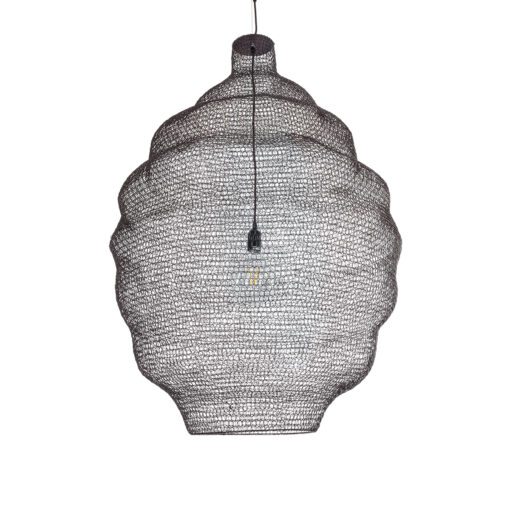 GloboStar® KENTUCKY 01902 Vintage Κρεμαστό Φωτιστικό Οροφής Μονόφωτο 1 x E27 AC220-240V IP20 – Φ80 x Υ110cm – Σκούρο Καφέ Μεταλλικό Πλέγμα