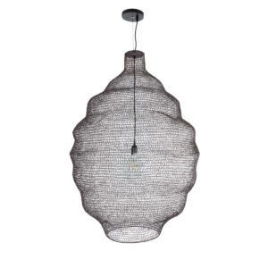 GloboStar® KENTUCKY 01902 Vintage Κρεμαστό Φωτιστικό Οροφής Μονόφωτο 1 x E27 AC220-240V IP20 – Φ80 x Υ110cm – Σκούρο Καφέ Μεταλλικό Πλέγμα