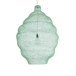 GloboStar® KENTUCKY 01903 Vintage Κρεμαστό Φωτιστικό Οροφής Μονόφωτο 1 x E27 AC220-240V IP20 – Φ80 x Υ110cm – Τιρκουάζ Μεταλλικό Πλέγμα