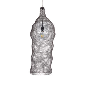 GloboStar® KENTUCKY 01905 Vintage Κρεμαστό Φωτιστικό Οροφής Μονόφωτο 1 x E27 AC220-240V IP20 – Φ30 x Υ80cm – Σκούρο Καφέ Μεταλλικό Πλέγμα