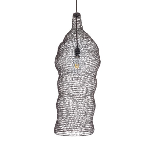 GloboStar® KENTUCKY 01905 Vintage Κρεμαστό Φωτιστικό Οροφής Μονόφωτο 1 x E27 AC220-240V IP20 – Φ30 x Υ80cm – Σκούρο Καφέ Μεταλλικό Πλέγμα