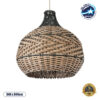 GloboStar® SEYCHELLES 01948 Boho Κρεμαστό Φωτιστικό Οροφής Μονόφωτο 1 x E27 AC220-240V IP20 – Φ40 x Υ40cm – Μπεζ Καφέ – Χακί Ξύλινο Πλέγμα Καμπάνα – 5 Χρόνια Εγγύηση