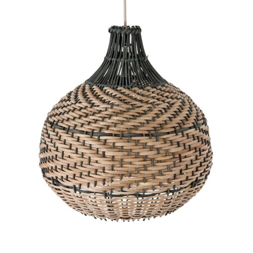 GloboStar® SEYCHELLES 01948 Boho Κρεμαστό Φωτιστικό Οροφής Μονόφωτο 1 x E27 AC220-240V IP20 – Φ40 x Υ40cm – Μπεζ Καφέ – Χακί Ξύλινο Πλέγμα Καμπάνα – 5 Χρόνια Εγγύηση