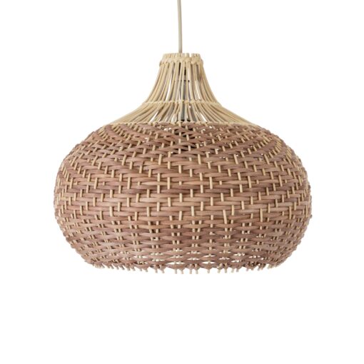 GloboStar® PANAMA 01952 Boho Κρεμαστό Φωτιστικό Οροφής Μονόφωτο 1 x E27 AC220-240V IP20 – Φ40 x Υ34cm – Μπεζ – Καφέ Ξύλινο Πλέγμα Καμπάνα – 5 Χρόνια Εγγύηση