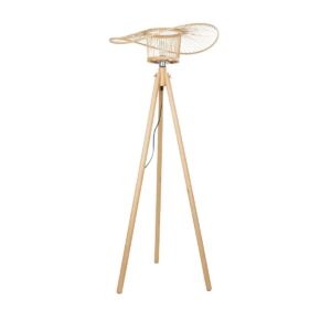 GloboStar® POPPY 01987 Boho Επιδαπέδιο Φωτιστικό Μονόφωτο 1 x E27 IP20 Μπεζ Ξύλο – Μ58 x Π58 x Υ138cm