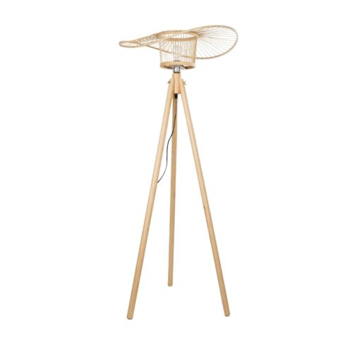 GloboStar® POPPY 01987 Boho Επιδαπέδιο Φωτιστικό Μονόφωτο 1 x E27 IP20 Μπεζ Ξύλο – Μ58 x Π58 x Υ138cm