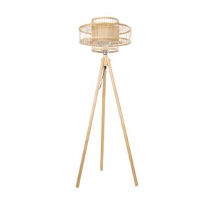 GloboStar® POPPY 01989 Boho Επιδαπέδιο Φωτιστικό Μονόφωτο 1 x E27 IP20 Μπεζ Ξύλο – Μ58 x Π58 x Υ149cm